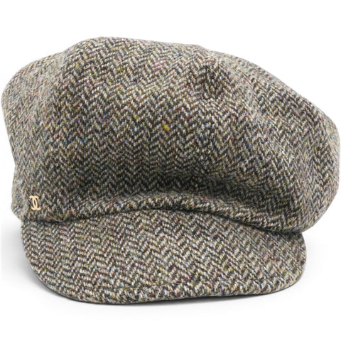 CHANEL Tweed Newsboy Cap Size S 