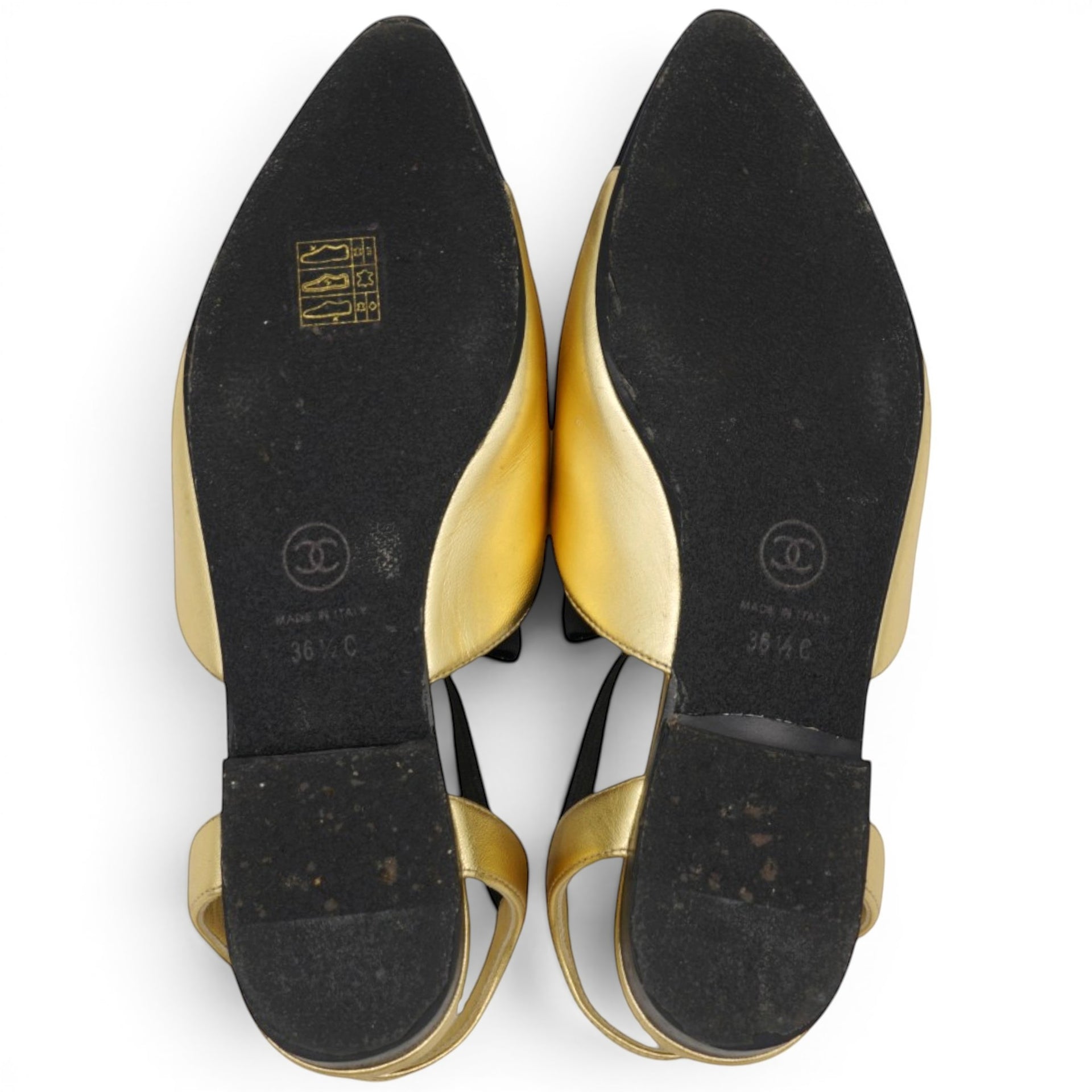 CHANEL Two-Tone Metallic Slingback Flats Size36.5 