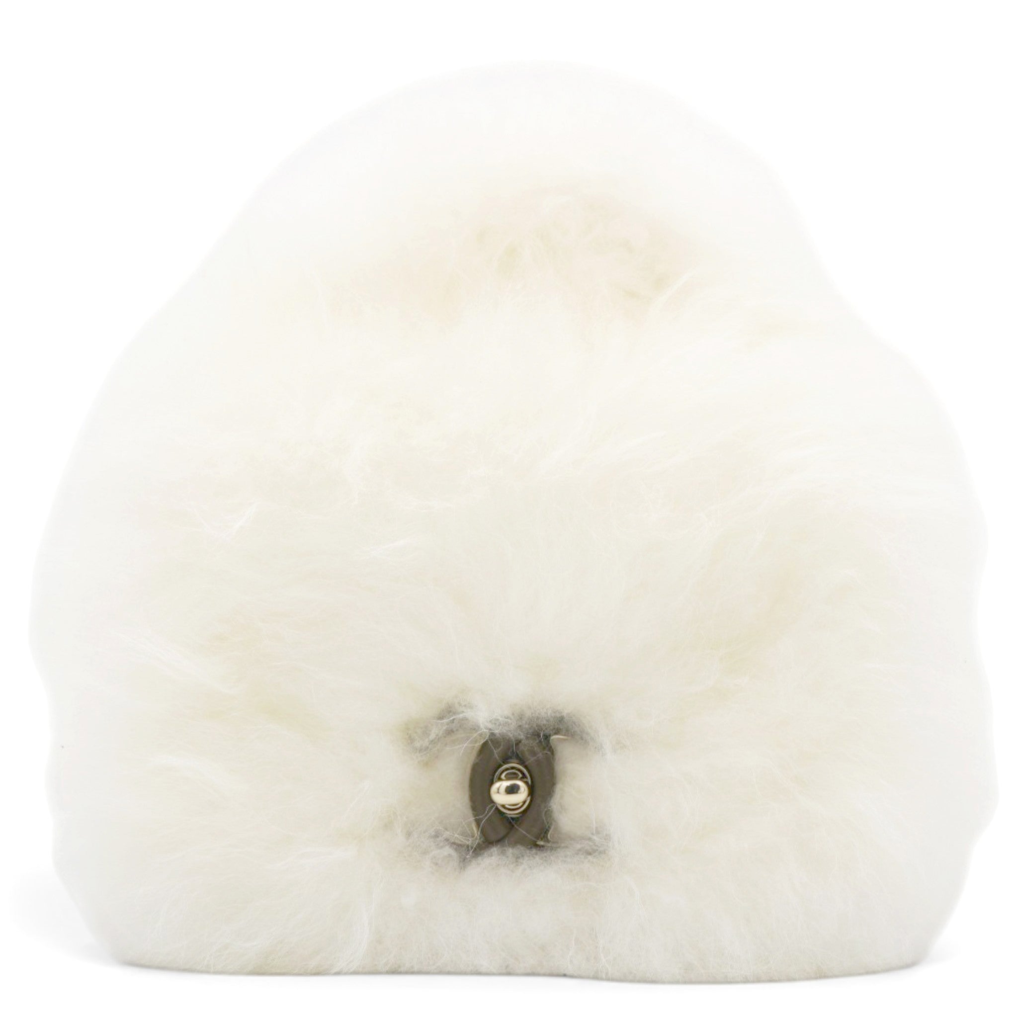 CHANEL White Long Fluffy Mohair Fur Clutch Bag Classic Double C Turn Lock Luxury Evening Handbag 