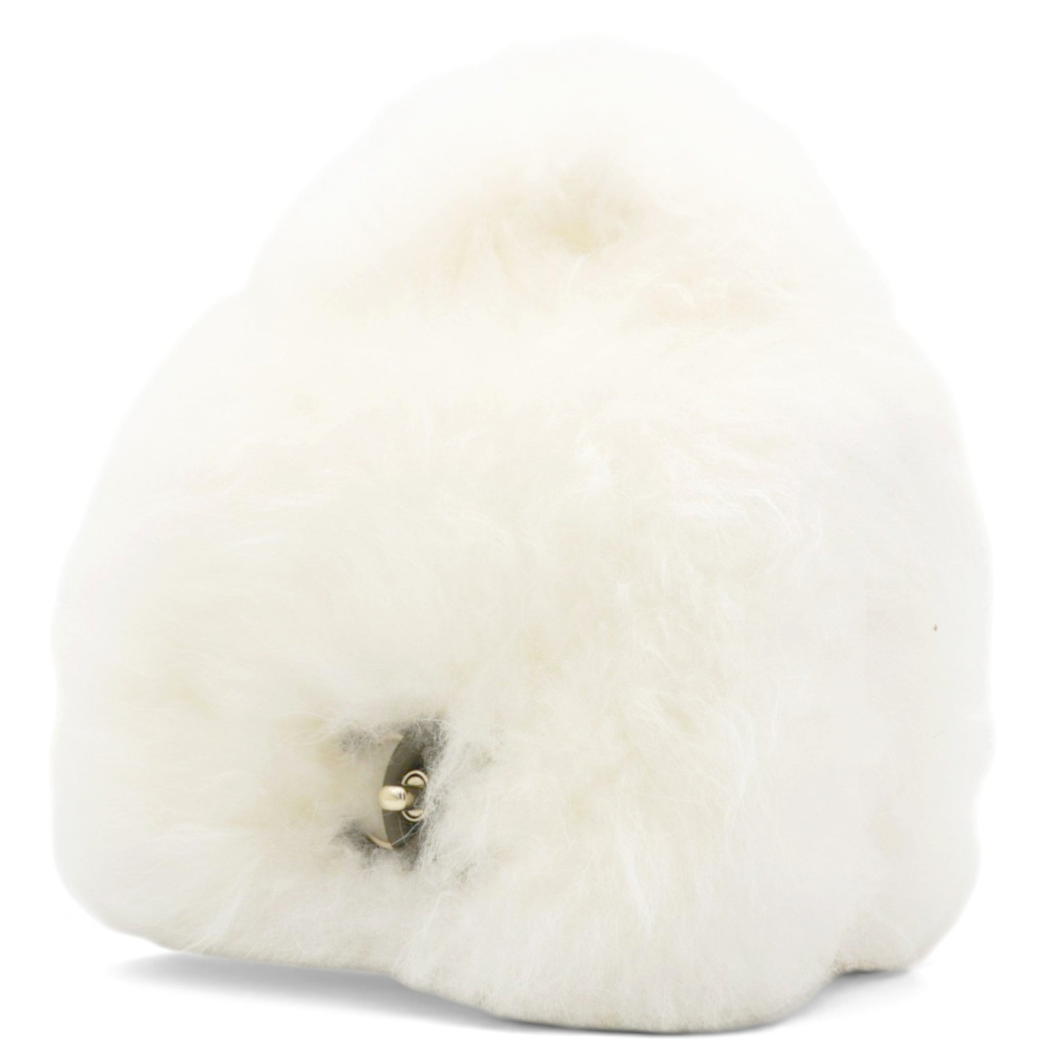 CHANEL White Long Fluffy Mohair Fur Clutch Bag Classic Double C Turn Lock Luxury Evening Handbag 