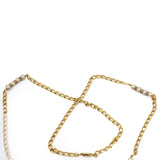 CHRISTIAN DIOR Baroque Pearl Inlay Gold Metal Link Station Necklace 