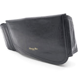 CHRISTIAN DIOR Black Crinkled Leather and Stretch Band Saddle Belt Bag 