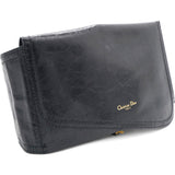 CHRISTIAN DIOR Black Crinkled Leather and Stretch Band Saddle Belt Bag 
