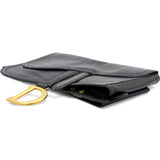 CHRISTIAN DIOR Black Crinkled Leather and Stretch Band Saddle Belt Bag 
