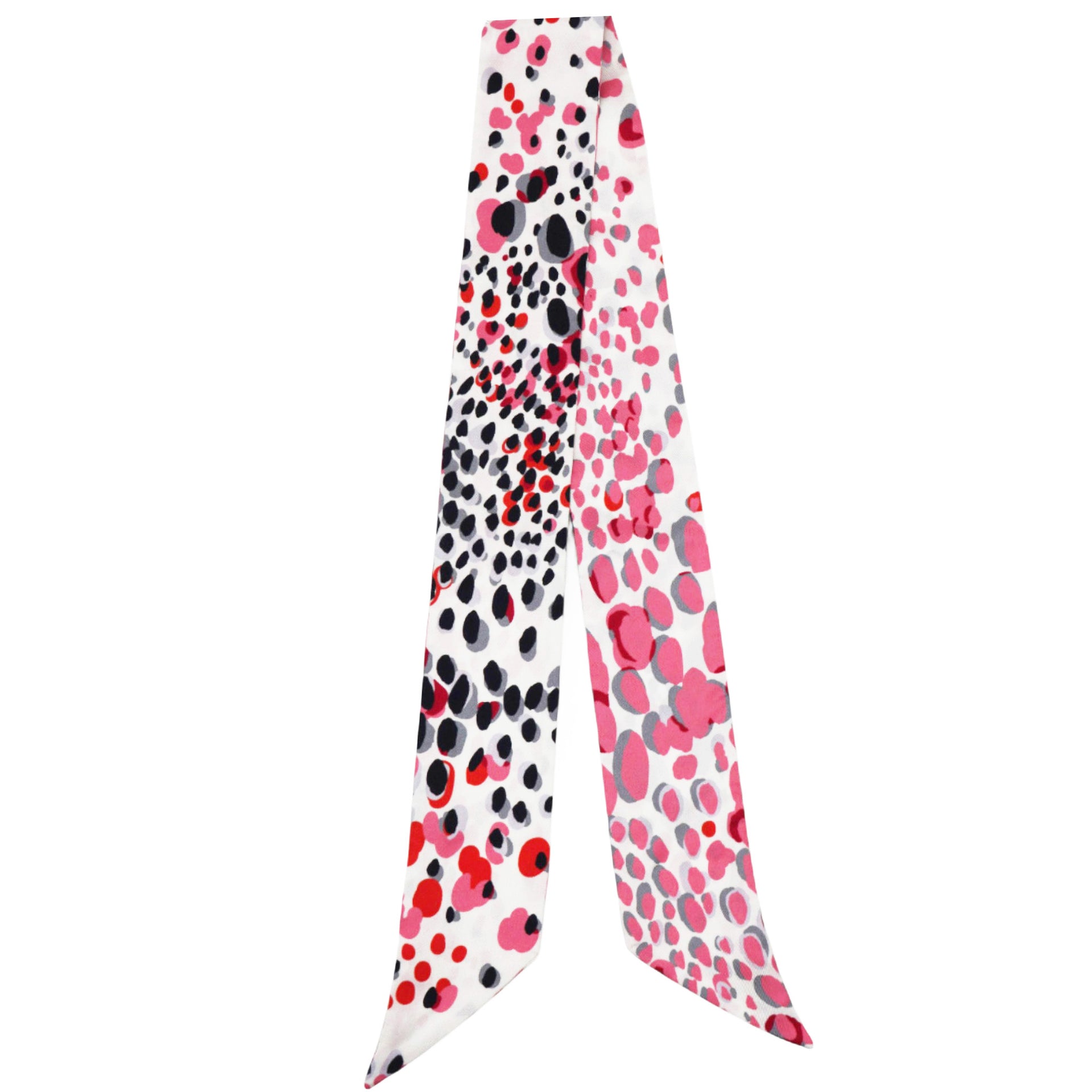 CHRISTIAN DIOR Black and Pink Silk Leopard Spot Print Mitzah Scarf 