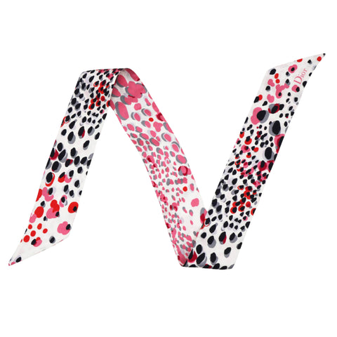 CHRISTIAN DIOR Black and Pink Silk Leopard Spot Print Mitzah Scarf 
