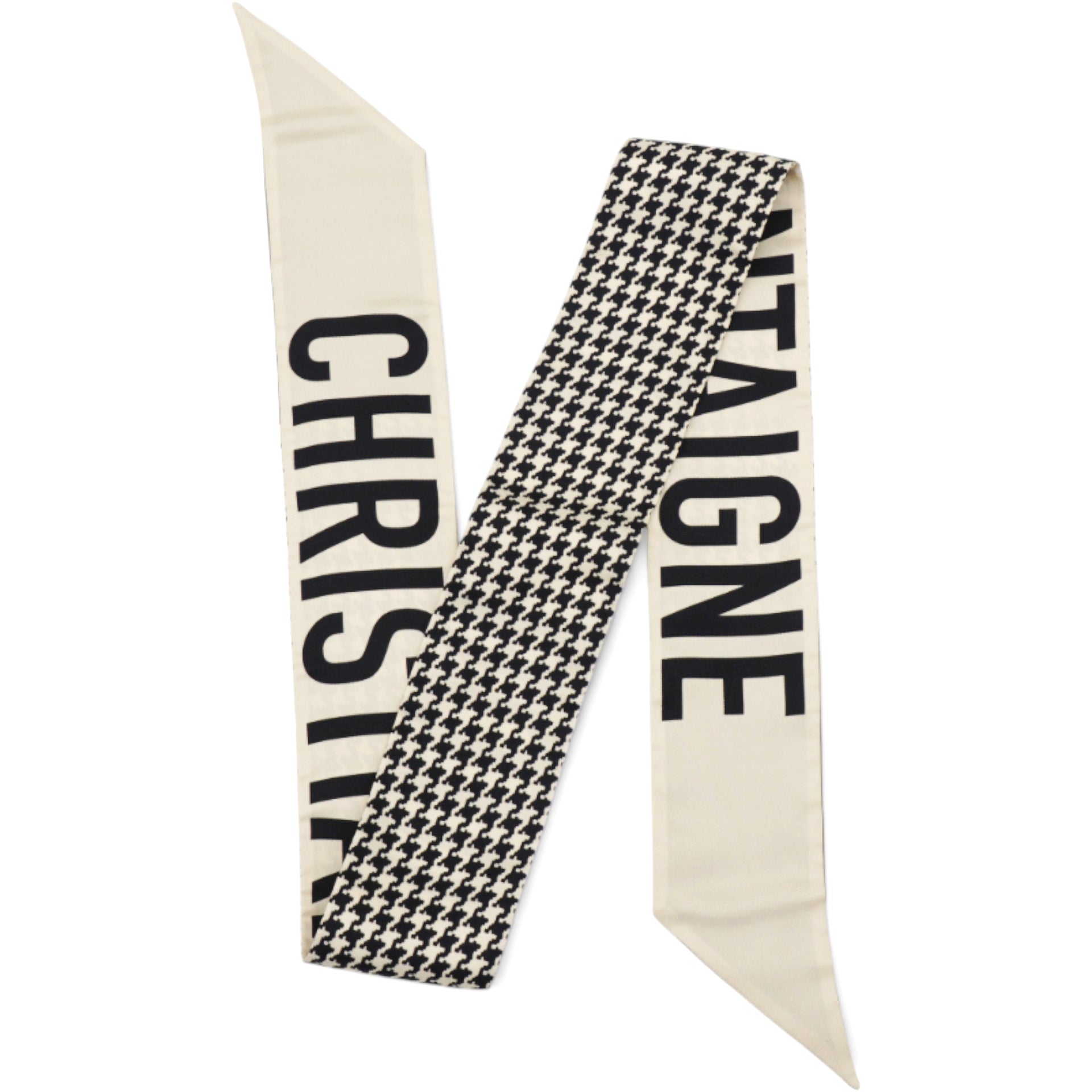 CHRISTIAN DIOR Black & beige 30 Montaigne Printed Silk Bandeau