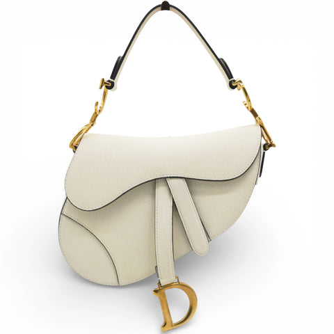CHRISTIAN DIOR Calfskin Mini Saddle Bag White 