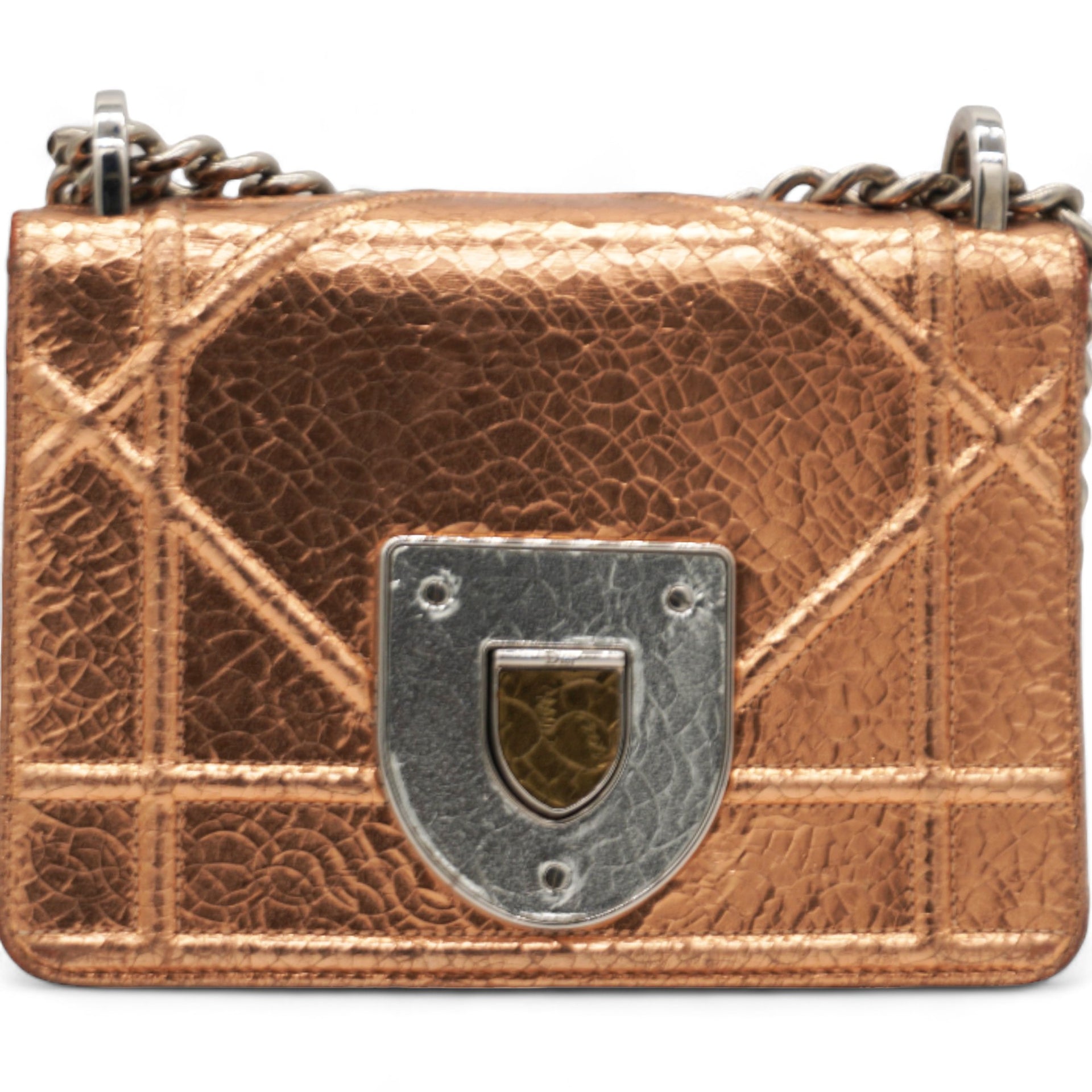 CHRISTIAN DIOR Ceramic Effect Deerskin Diorama Club Bag Gold 