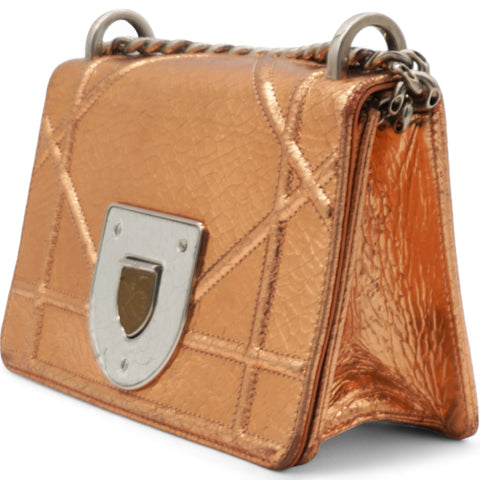 CHRISTIAN DIOR Ceramic Effect Deerskin Diorama Club Bag Gold 