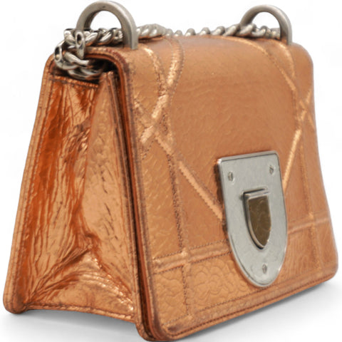 CHRISTIAN DIOR Ceramic Effect Deerskin Diorama Club Bag Gold 