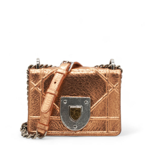 CHRISTIAN DIOR Ceramic Effect Deerskin Diorama Club Bag Gold 