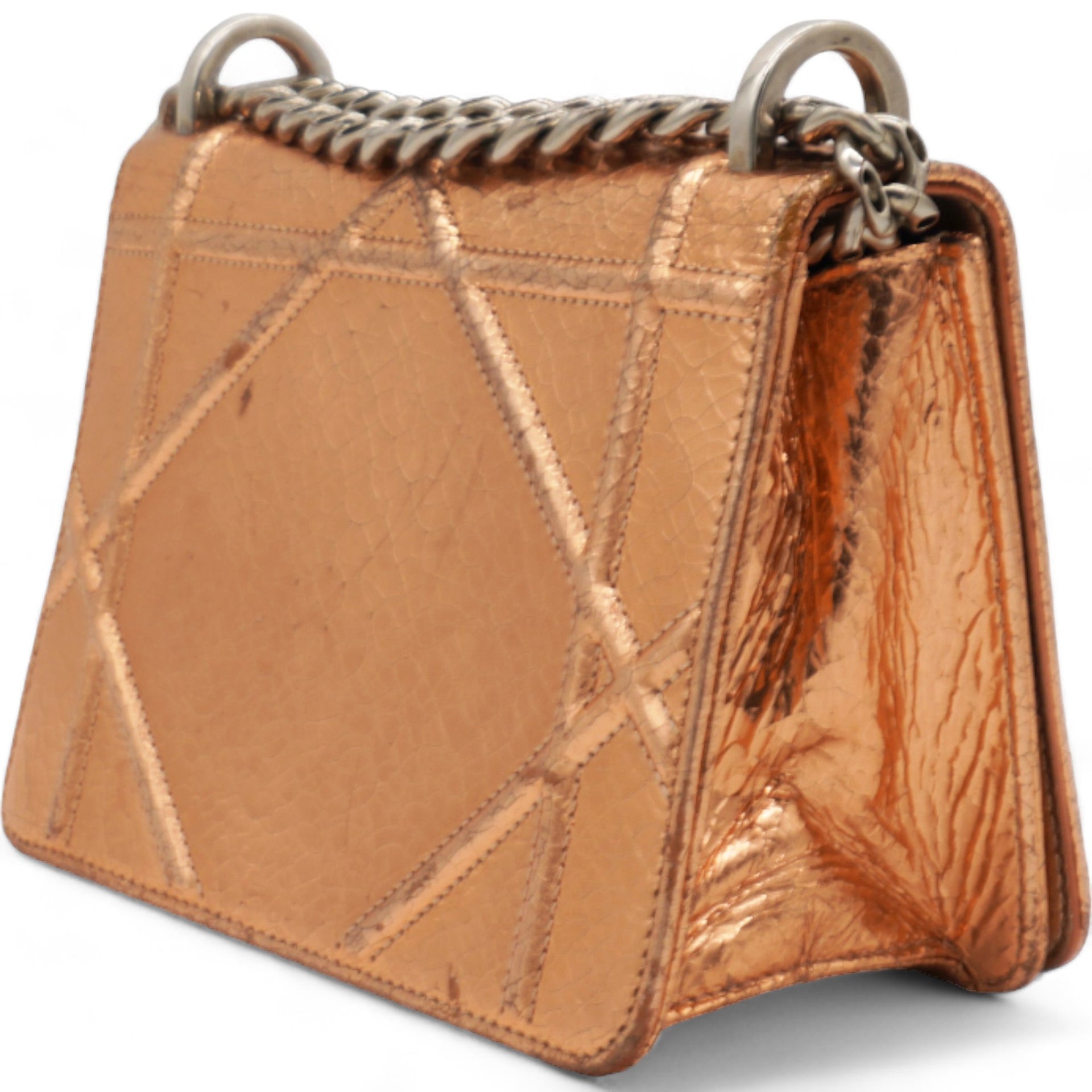 CHRISTIAN DIOR Ceramic Effect Deerskin Diorama Club Bag Gold 