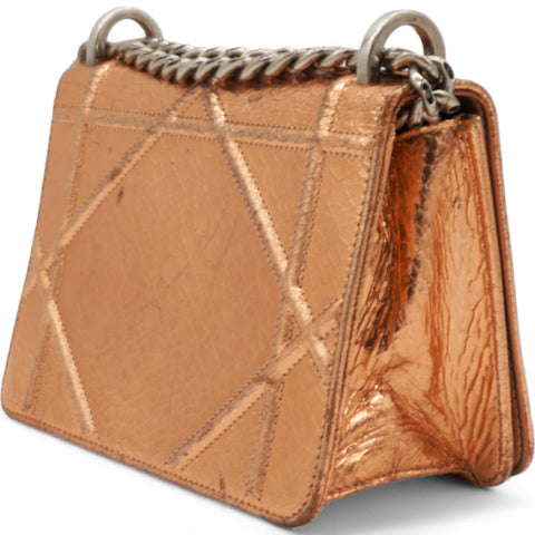 CHRISTIAN DIOR Ceramic Effect Deerskin Diorama Club Bag Gold 