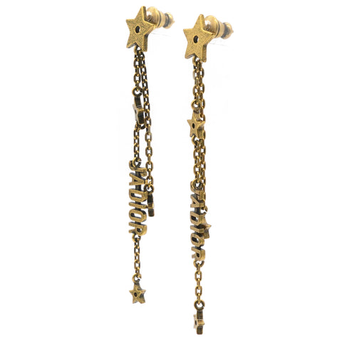 CHRISTIAN DIOR J'Adior Star Drop Earrings Gold 