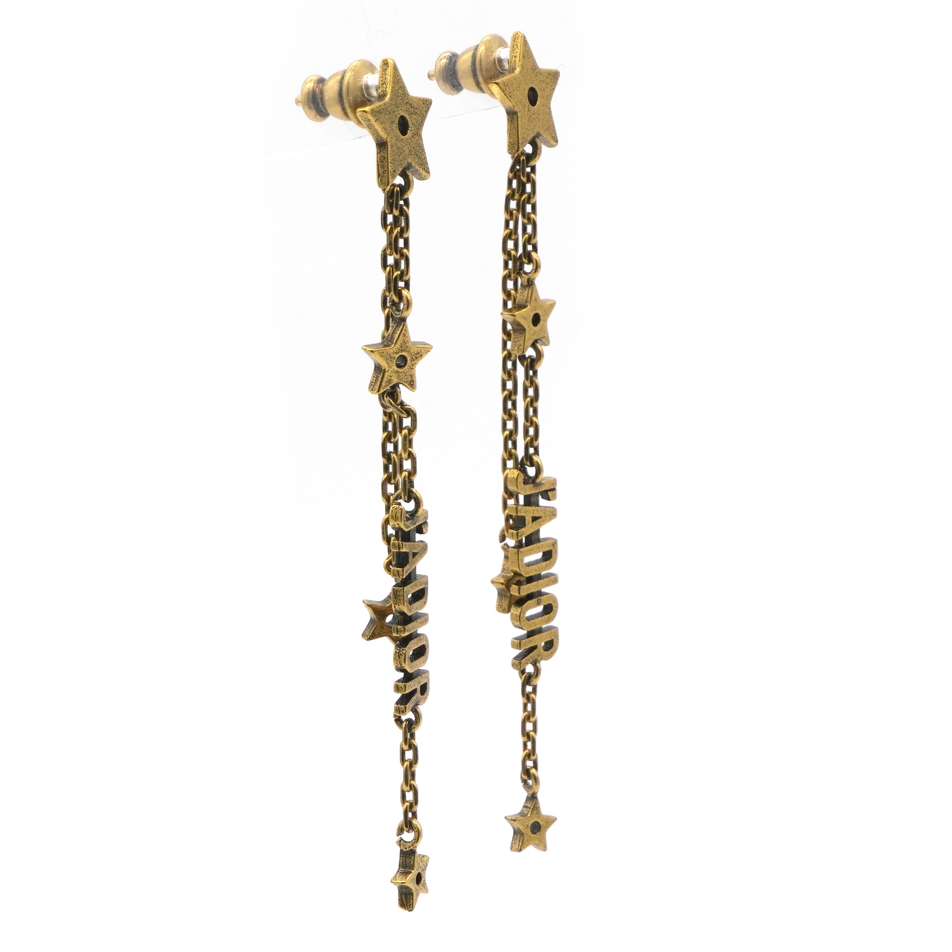 CHRISTIAN DIOR J'Adior Star Drop Earrings Gold 