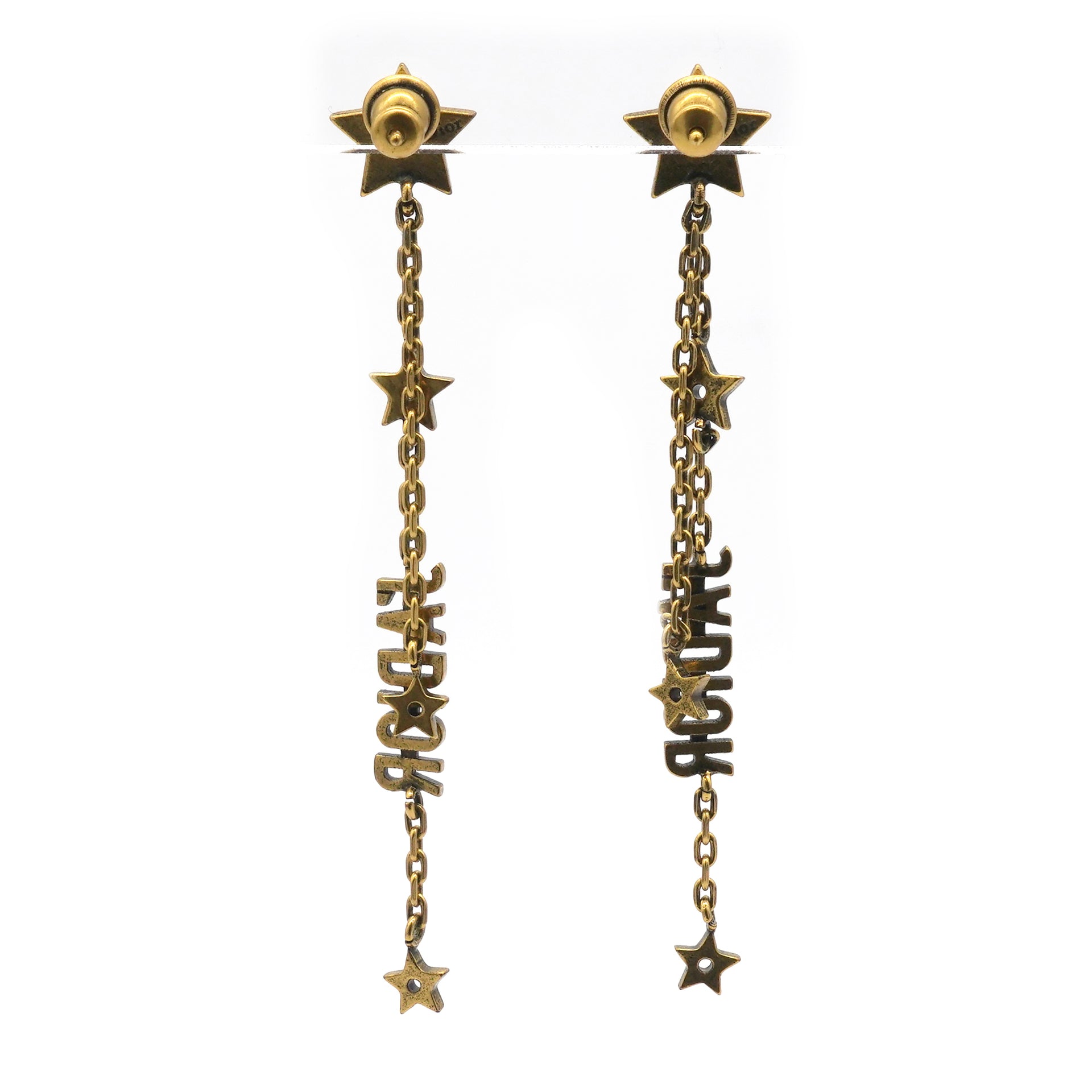 CHRISTIAN DIOR J'Adior Star Drop Earrings Gold 