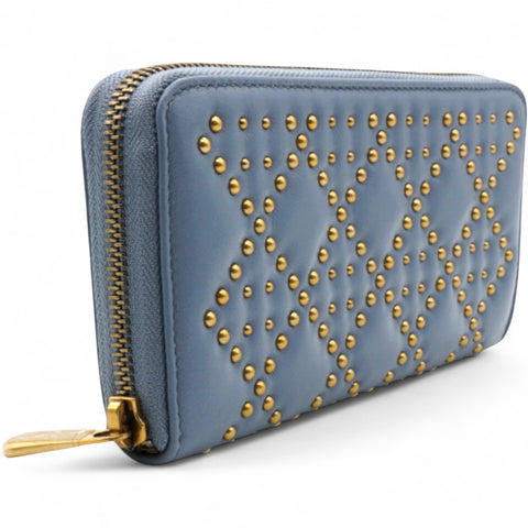 CHRISTIAN DIOR Lady Dior Studded Zip Around Wallet 