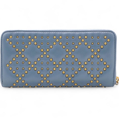 CHRISTIAN DIOR Lady Dior Studded Zip Around Wallet 