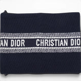 CHRISTIAN DIOR Navy Blue Oblique University Reversible Scarf 