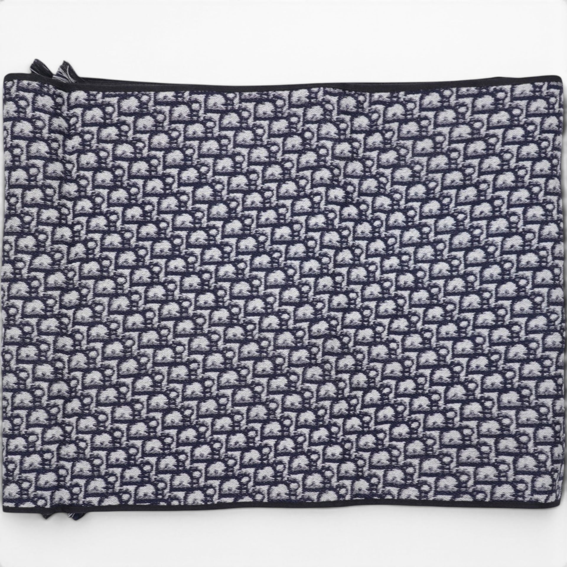 CHRISTIAN DIOR Navy Blue Oblique University Reversible Scarf 