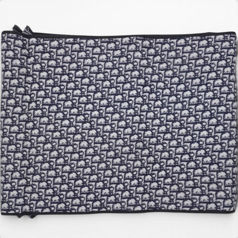 CHRISTIAN DIOR Navy Blue Oblique University Reversible Scarf 