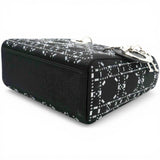 CHRISTIAN DIOR Satin Crystal Cannage Mini Lady Dior Black 
