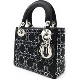 CHRISTIAN DIOR Satin Crystal Cannage Mini Lady Dior Black 