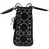 CHRISTIAN DIOR Satin Crystal Cannage Mini Lady Dior Black 