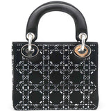 CHRISTIAN DIOR Satin Crystal Cannage Mini Lady Dior Black 