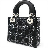 CHRISTIAN DIOR Satin Crystal Cannage Mini Lady Dior Black 