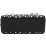 CHRISTIAN DIOR Satin Crystal Cannage Mini Lady Dior Black 