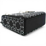 CHRISTIAN DIOR Satin Crystal Cannage Mini Lady Dior Black 