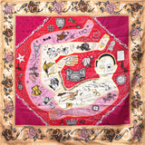 CHRISTIAN DIOR Scarf Silk Square Foulard Orange/ Red/ Blue/ Green 