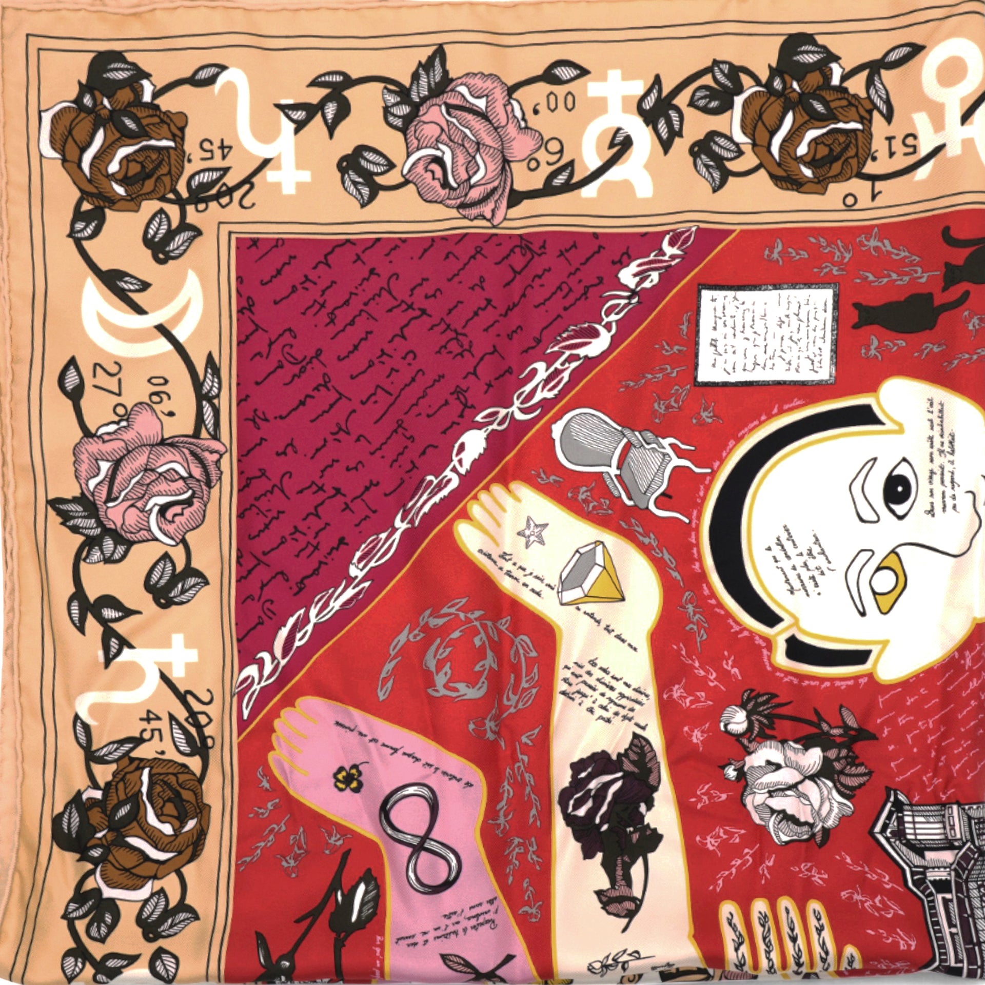 CHRISTIAN DIOR Scarf Silk Square Foulard Orange/ Red/ Blue/ Green 