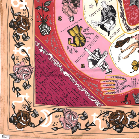 CHRISTIAN DIOR Scarf Silk Square Foulard Orange/ Red/ Blue/ Green 