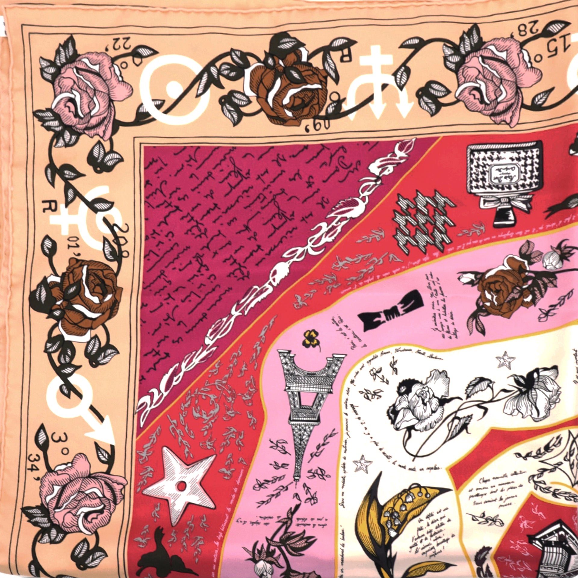 CHRISTIAN DIOR Scarf Silk Square Foulard Orange/ Red/ Blue/ Green 