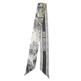 CHRISTIAN DIOR  Silk Toile De Jouy Reverse Capri Mitzah Scarf Navy Blue