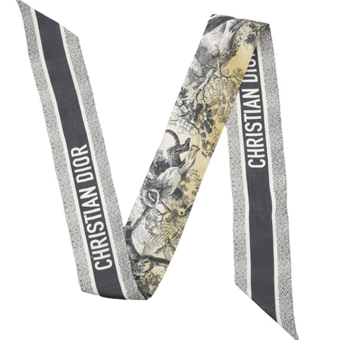 CHRISTIAN DIOR  Silk Toile De Jouy Reverse Capri Mitzah Scarf Navy Blue 