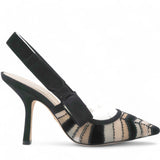 CHRISTIAN DIOR Suede Tulle Velvet Embroidered Sweet D Sling-Back Pumps Pink Grey Size 37  