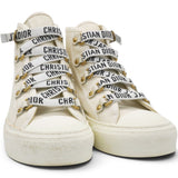 CHRISTIAN DIOR Technical Mesh Calfskin Womens Walk'N'Dior High Top Sneaker Milk Size38.5 