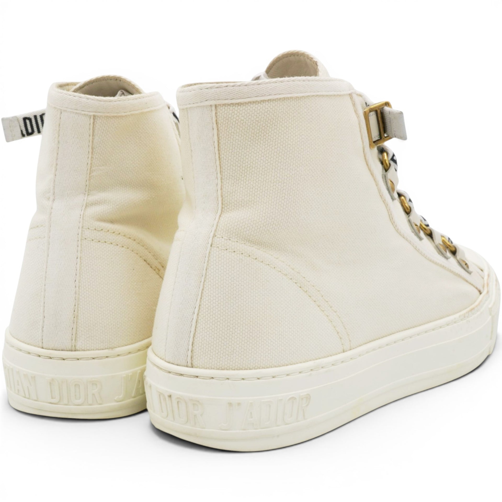 CHRISTIAN DIOR Technical Mesh Calfskin Womens Walk'N'Dior High Top Sneaker Milk Size38.5 