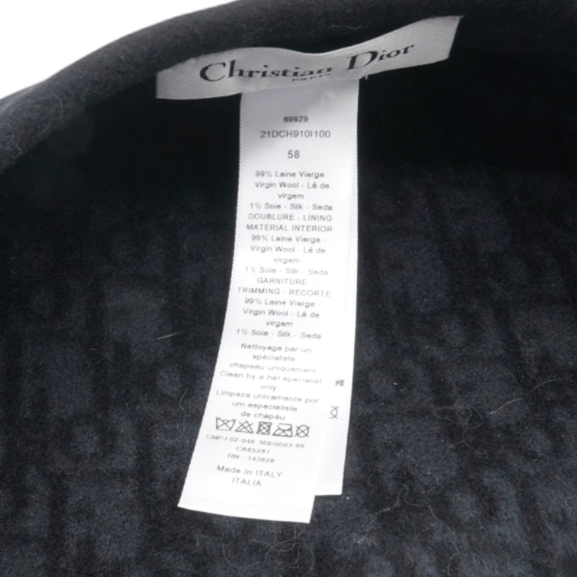 CHRISTIAN DIOR Wool Oblique Reversible Chic Beret Black Size58 