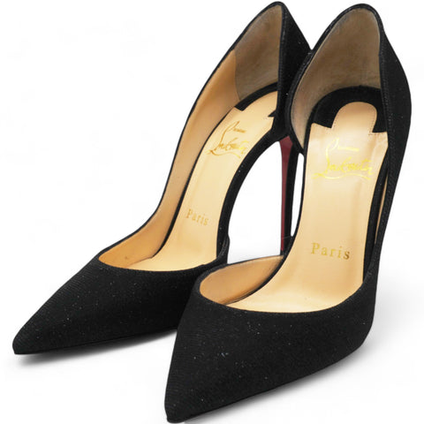 CHRISTIAN LOUBOUTIN Glitter Tennis Iriza 70 Pumps Black Size 36 