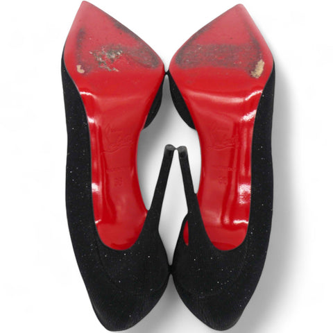 CHRISTIAN LOUBOUTIN Glitter Tennis Iriza 70 Pumps Black Size 36 
