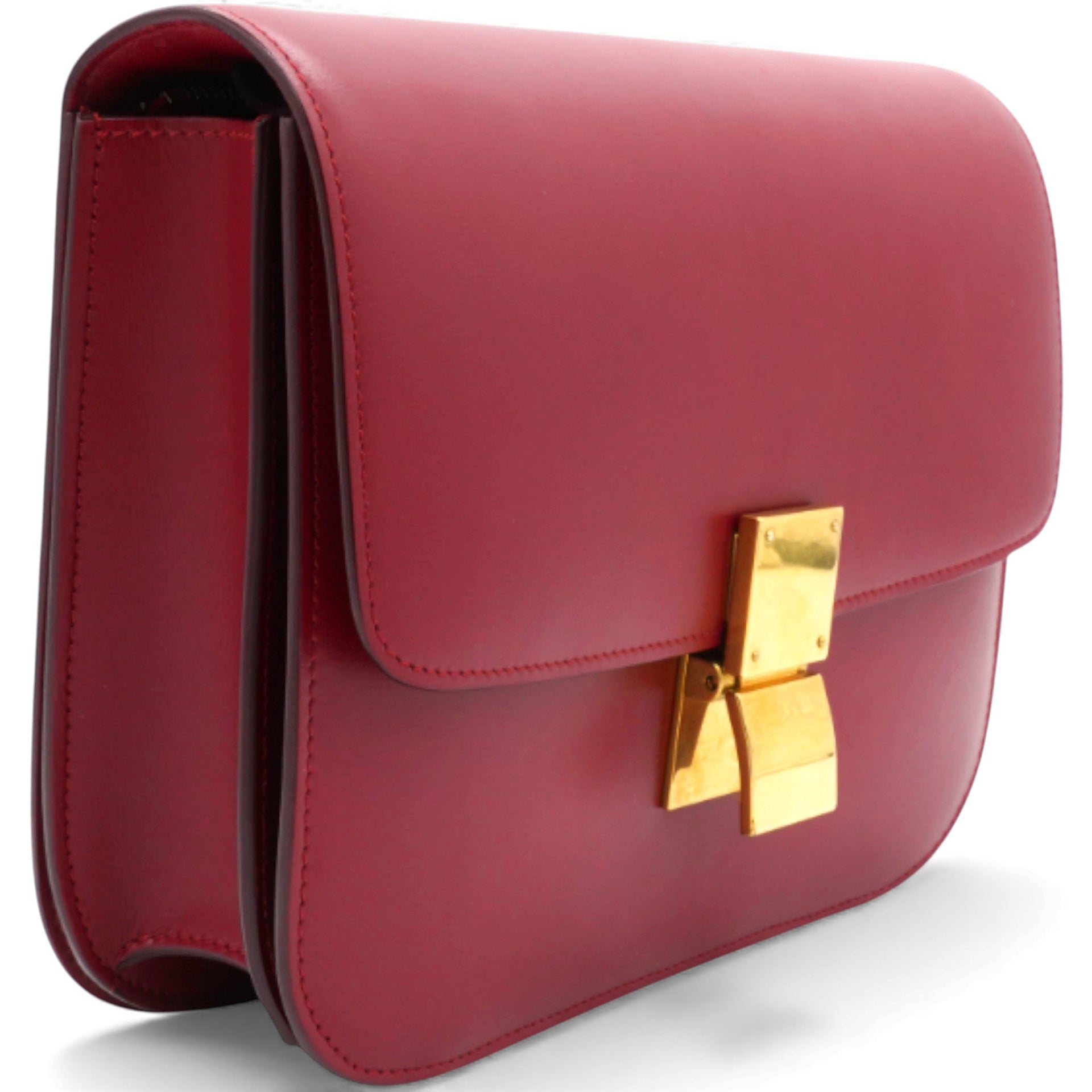 CÉLINE Box Calfskin Medium Classic Box Flap Bag Red