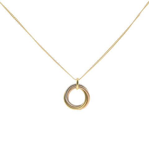 Cartier 18K Pink Yellow White Gold Trinity Double Chain Pendant Necklace Large 