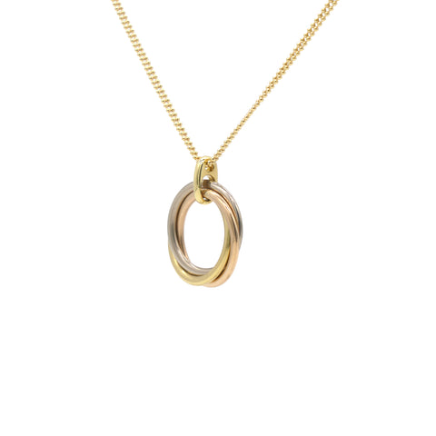 Cartier 18K Pink Yellow White Gold Trinity Double Chain Pendant Necklace Large 