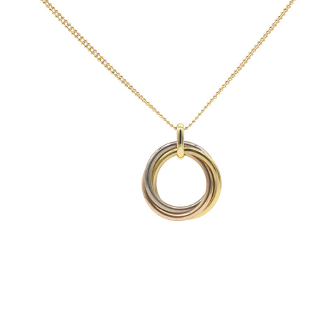 Cartier 18K Pink Yellow White Gold Trinity Double Chain Pendant Necklace Large 