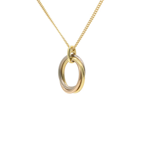Cartier 18K Pink Yellow White Gold Trinity Double Chain Pendant Necklace Large 